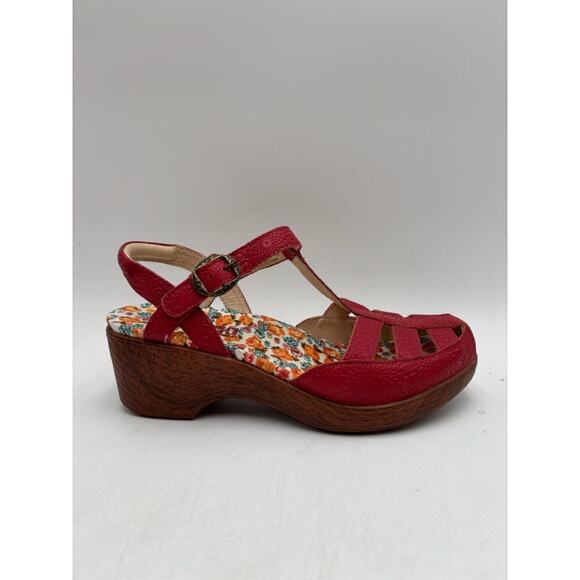 Alegria SUMMER SUM-7530 Women's NEW Leather Wedge Sandal Red EU Size 37 NIB - Picture 4 of 11